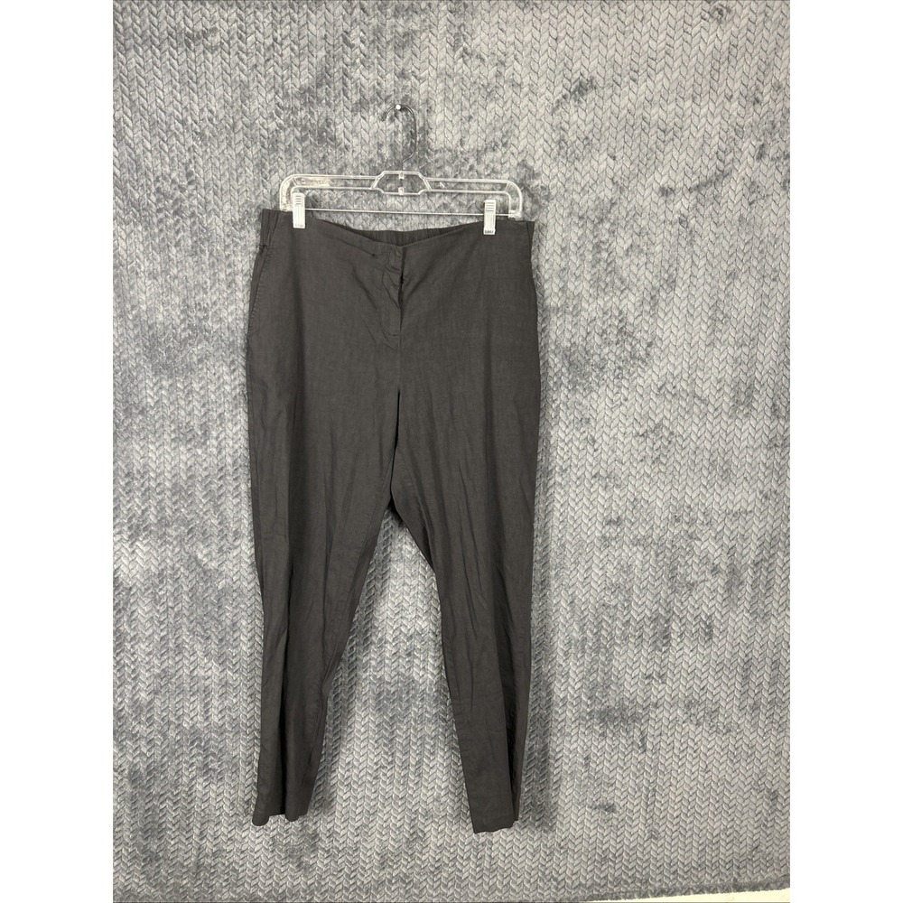 Eileen Fisher Pants Womens M Charcoal Gray Organic Linen Blend Tapered Capsule